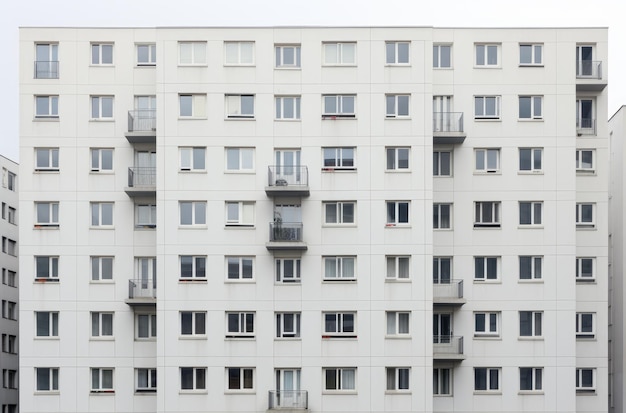 Witte appartementengebouw met ramen