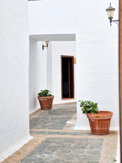 Witte architectuur van de oude stad van Antigua, Fuerteventura, Spanje