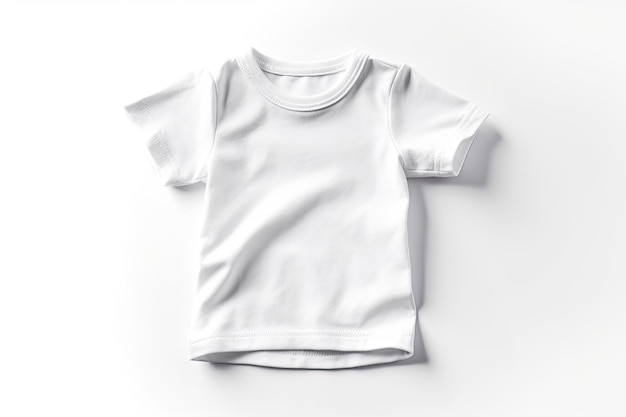 Witte baby korte shirt mock up met rimpels op witte achtergrond