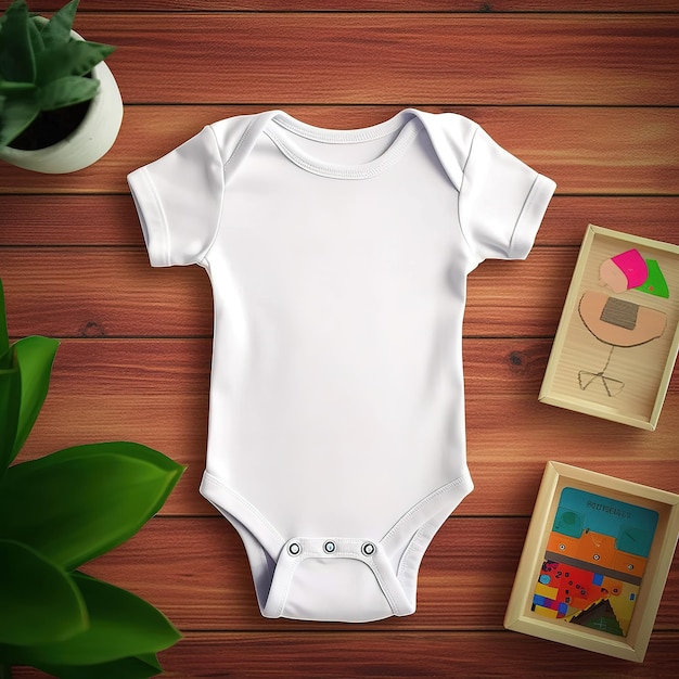 Witte baby mock-up jumpsuit