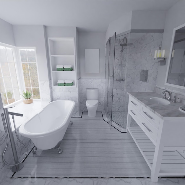 Witte badkamer 3d illustratie