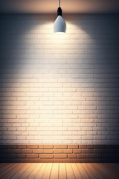 Witte bakstenen muurachtergrond met perspectief licht hout licht
