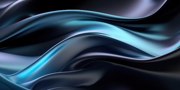 Witte blauwe 3D-weergave van donkere en zwarte zijde met een witte iriserende holografische stijl