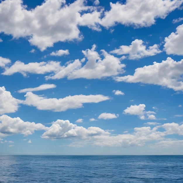 witte blauwe lucht wolken over zee