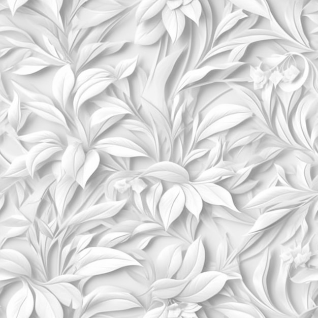 Witte bloemen achtergrond met 3d bladeren en bloemen generatieve ai