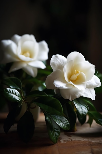 Witte bloemen in een pot