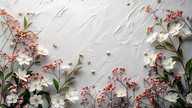 Witte bloemen op een gestructureerde achtergrond Impasto 3D Wall Art