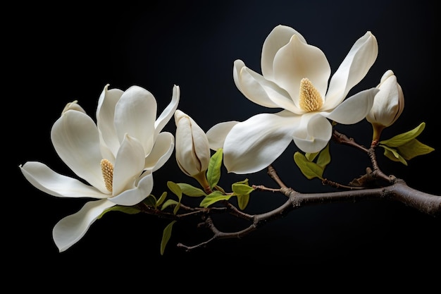 Witte bloemen op een zwarte achtergrond