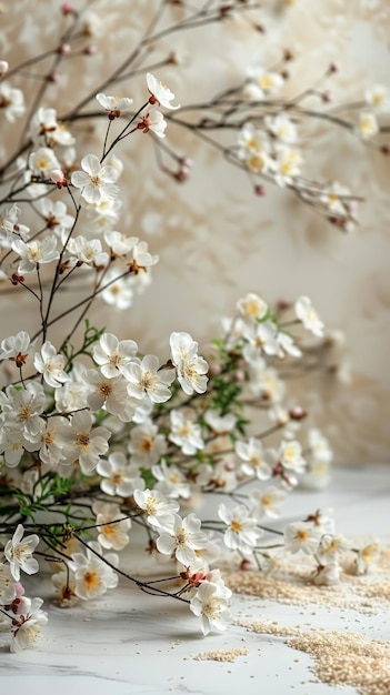 Witte bloemen op tafel