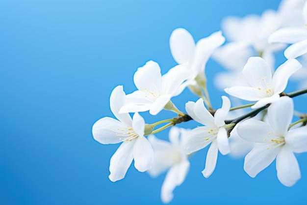 witte bloemen tegen een blauwe lucht