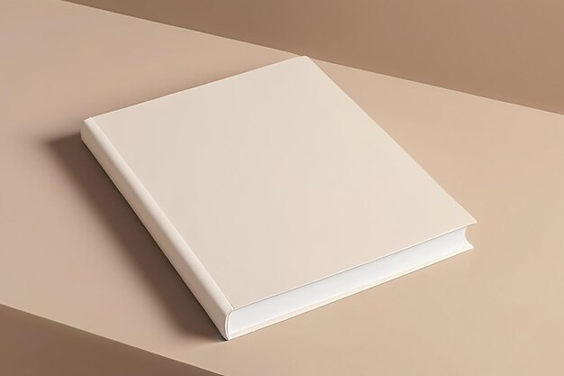 Foto witte boekmodel op een beige tafel