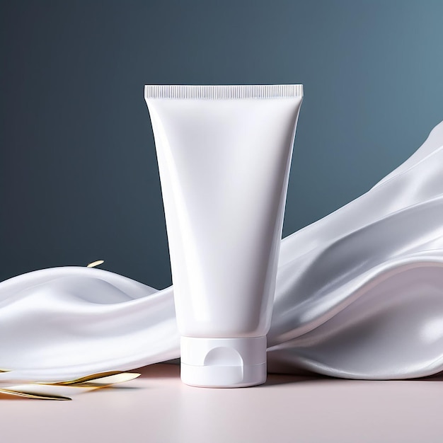 Witte buis van een cosmetisch product op een tafel achtergrond huidverzorging