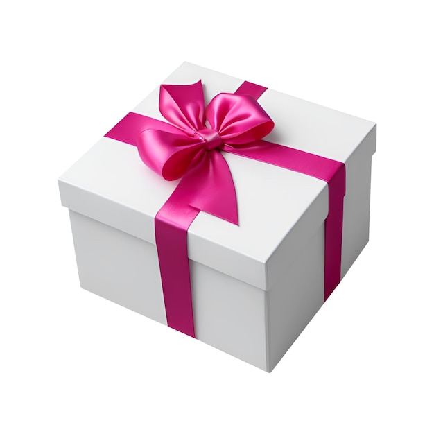 Witte cadeau doos geïsoleerd met roze lint strik