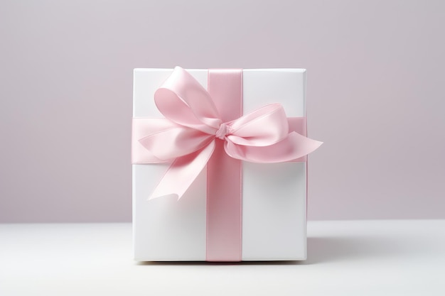 witte cadeau doos met een roze strik