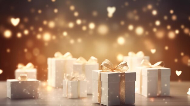 Witte cadeau doos met liefdesglans en zwarte achtergrond