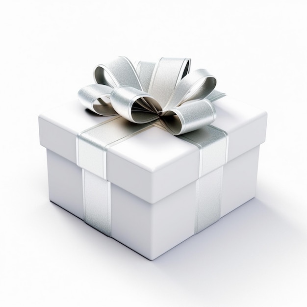 Foto witte cadeau doos met rode lint boog geïsoleerd op wit