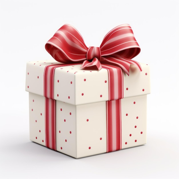 Witte cadeau doos met rode lint strik