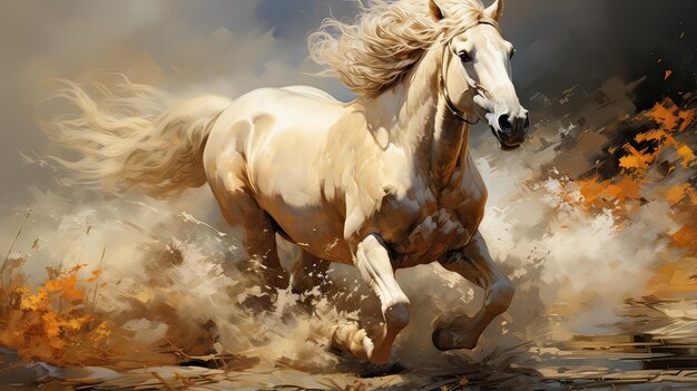Witte Camargue paard loopt in de woestijn