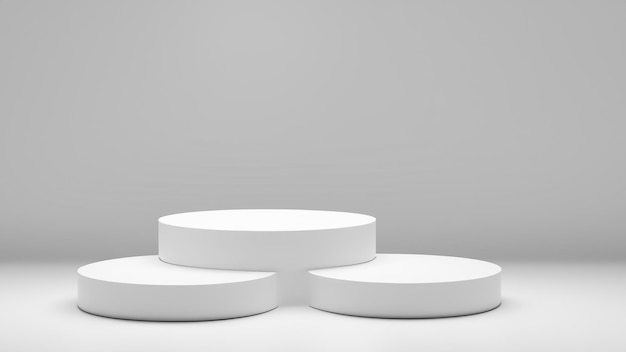 witte cilinder podium voetstuk product display platform voor product plaatsing achtergrond 3d rendering