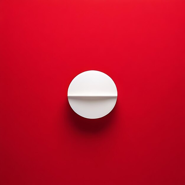 witte cirkel vorm op rode muur achtergrond 3d render
