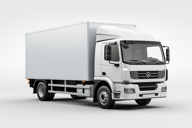 Witte commerciële levering vrachtwagen op een witte achtergrond 3D rendering