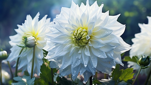 Witte dahlia's in de zon Een chromatische zuiverheid gevangen met Pentax K1000