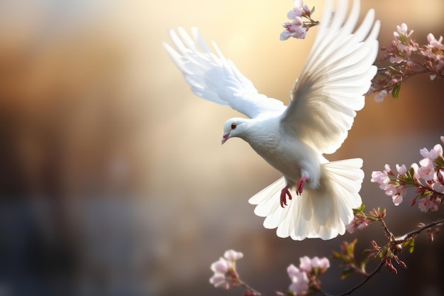 witte duif op vlucht Internationale Dag van de Vrede
