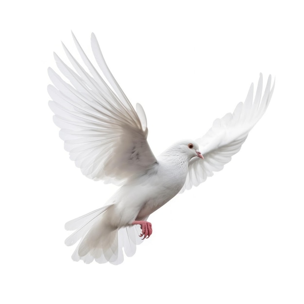 Witte duif vliegen geïsoleerd Illustratie AI GenerativexA
