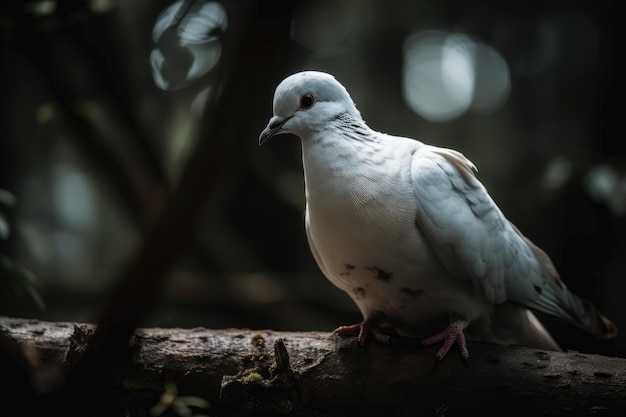 Witte duif zat op een tak