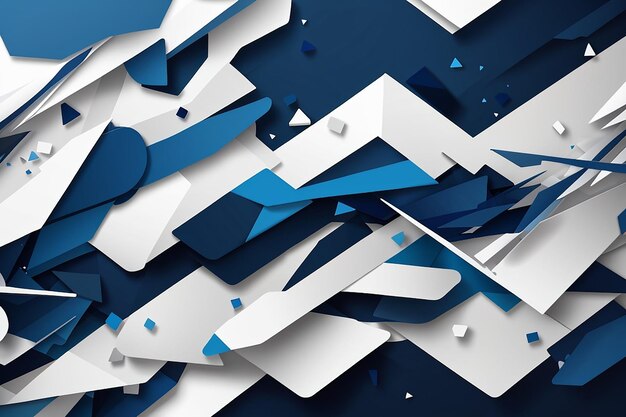Witte en blauwe moderne abstracte brede banner met geometrische vormen Donkere blauwe en witte abstracte achtergrond Vector illustratie