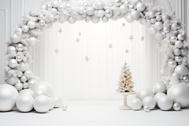 witte en gouden kerst achtergrond feestelijke ornamenten glazen ballen verpakt geschenk dozen en sparren sparren kerst wallpaper traditionele vakantie groeten kaart sjabloon