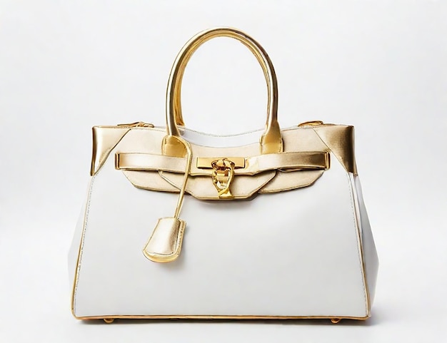 Witte en gouden kleur luxe dames tas AI gegenereerd