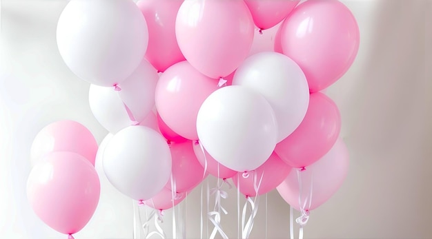 witte en roze ballonnen esthetische achtergrond