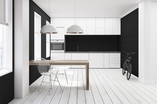 Foto witte en zwarte doorzichtige keukenstoel