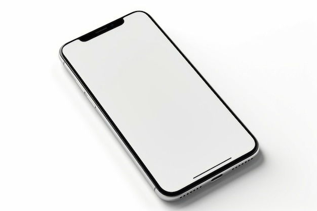 Witte en zwarte mobiele telefoon met leeg scherm op wit oppervlak Generatieve AI