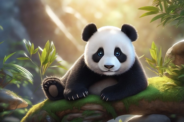 Witte en zwarte schattige panda.