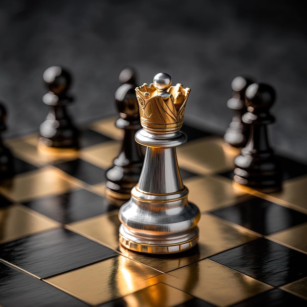 Witte en zwarte stukken op schaakbord generatieve AI