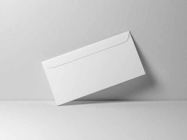 Witte envelop mockup op grijze achtergrond 3D-rendering