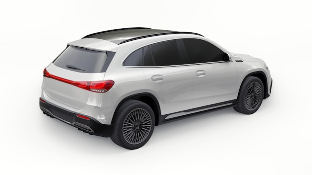 Witte familie innovatieve elektrische Suv auto op een witte achtergrond 3D-rendering