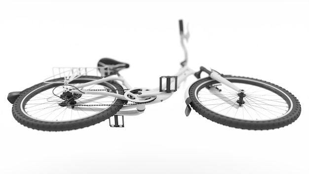 Witte fiets onderaanzicht 3d illustratie