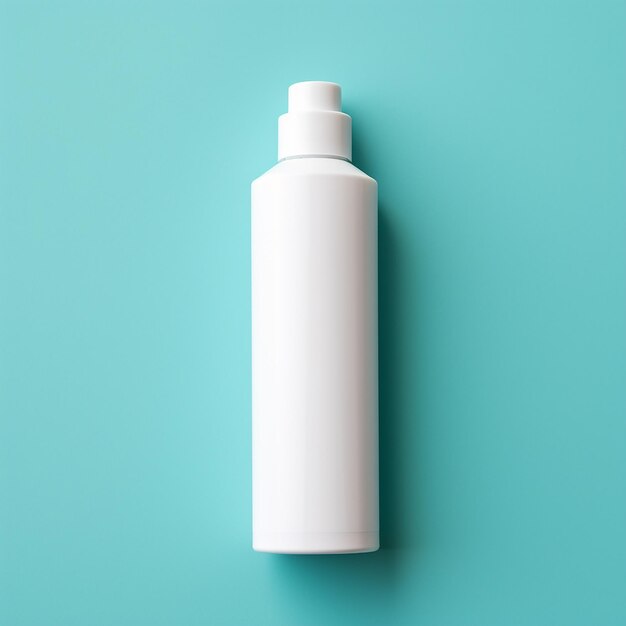 Foto witte fles crème mockup van schoonheidsproduct merk top view op de turquoise achtergrond