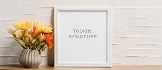 Witte frame mockup met bloemen