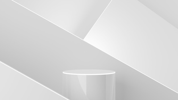 Witte futuristische minimalistische ruimte met podium