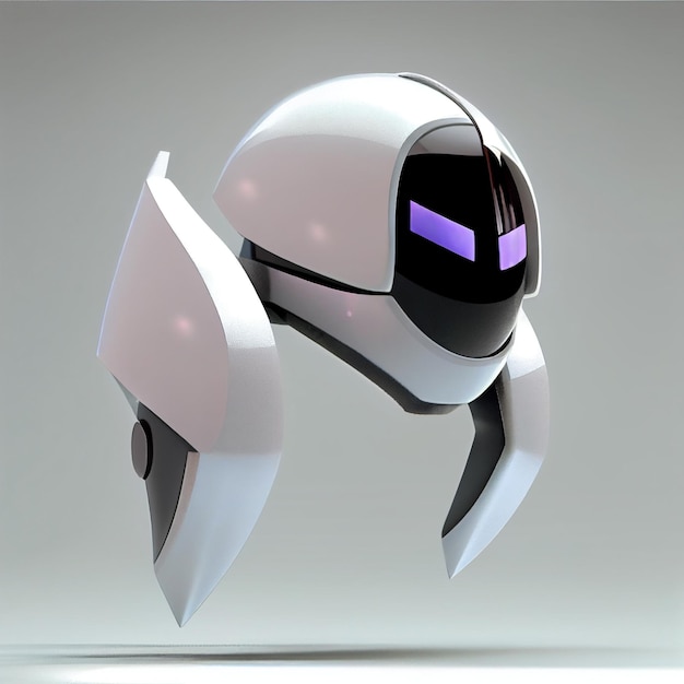 Witte futuristische robot met paarse ogen concept Generatieve AI illustratie