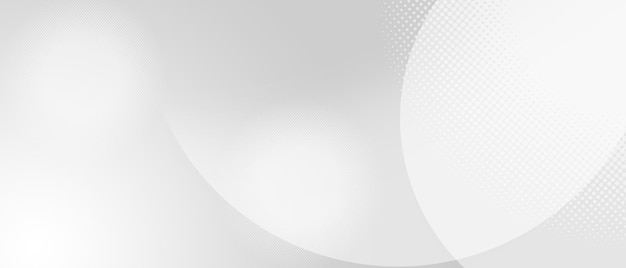 Witte gebogen lijnen en halftone cirkels op grijze achtergrond Zachte kleur en modern patroon