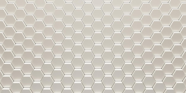 Witte geometrische zeshoekige abstracte achtergrond Veelhoekige oppervlaktepatroon met gloeiende zeshoeken