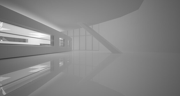 Witte gladde abstracte architectonische achtergrond 3D illustratie en rendering