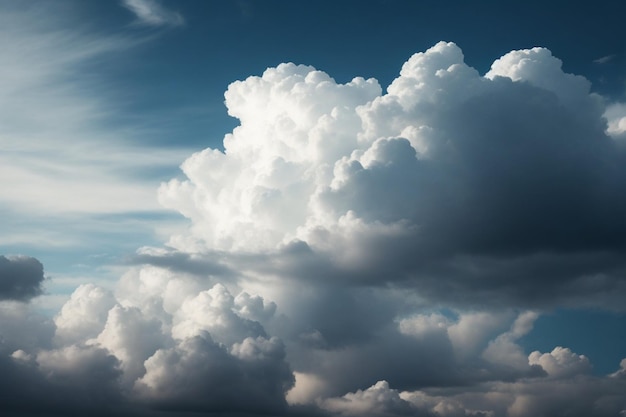 Witte grijze wolk op donkere blauwe lucht