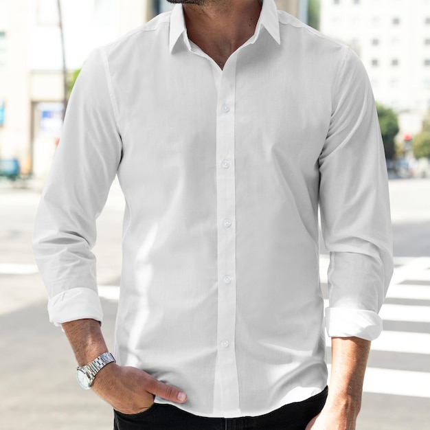 Witte hemp met lange mouwen voor mannen