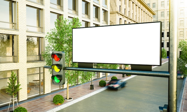 Witte horizontale billboard op straat